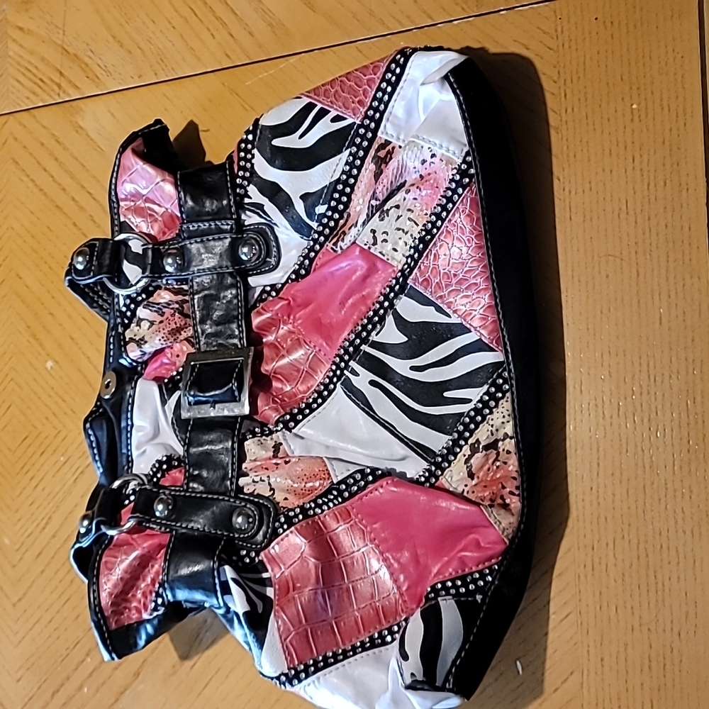 Claire's black, pink and white purse